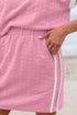 Casual Chic Textured Knit Contrast Trim Crewneck Tee And Pocketed Skirt Set